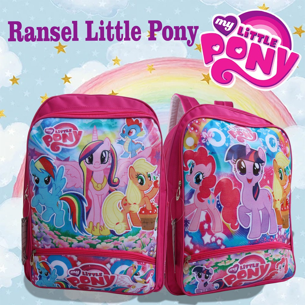 Ransel Punggung Anak Cewek Perempuan Tas Sekolah Cewe TK SD Little Pony Pink Ungu Murah Meriah Bagus