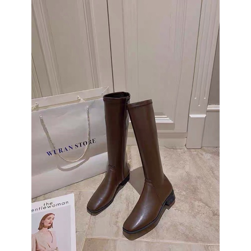 Waterproof Knee leather boots untuk Winter Boots selutut kulit