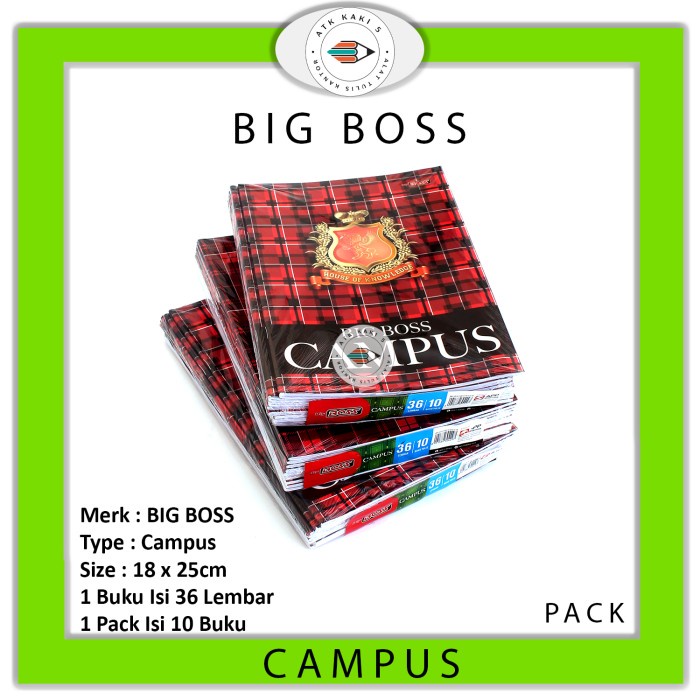 

CODE760 Buku Tulis Big Boss/Campus 36 lembar (Harga 1 pack = 10 buku)