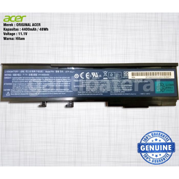 Baterai ORI Acer TM 6290 6291 6292 6293 4720 Asp 5560 2920 APJ1 ANJ1 2420 Series 2420A,Aspire 5540 Series 5541ANWXMi 2423WXCi, 2424WXMi, 2428AWXMi TravelMate 2440 Series TravelMate 2470 Series TravelMate 3240 Series TravelMate 3242NWXMi TravelMate 3250