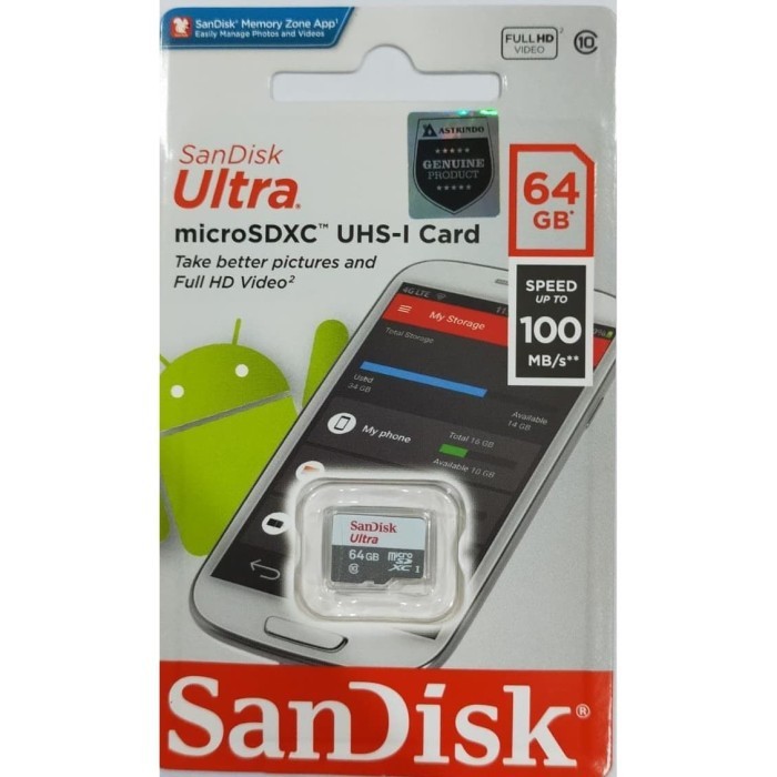 SanDisk Ultra Micro SD / MicroSD Card 64Gb 100MBps Class 10