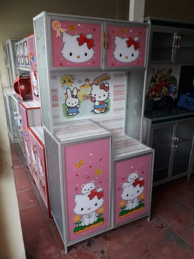 Rak Piring 2 Pintu Magicom / Gendong Kaca Lukis Full Colour (harga Promo)