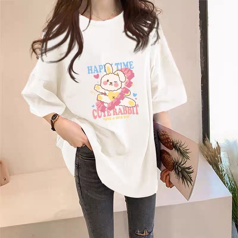 THISTLE - Oversize Tee Tshirt Wanita Model Longgar Motif Cute Rabbit