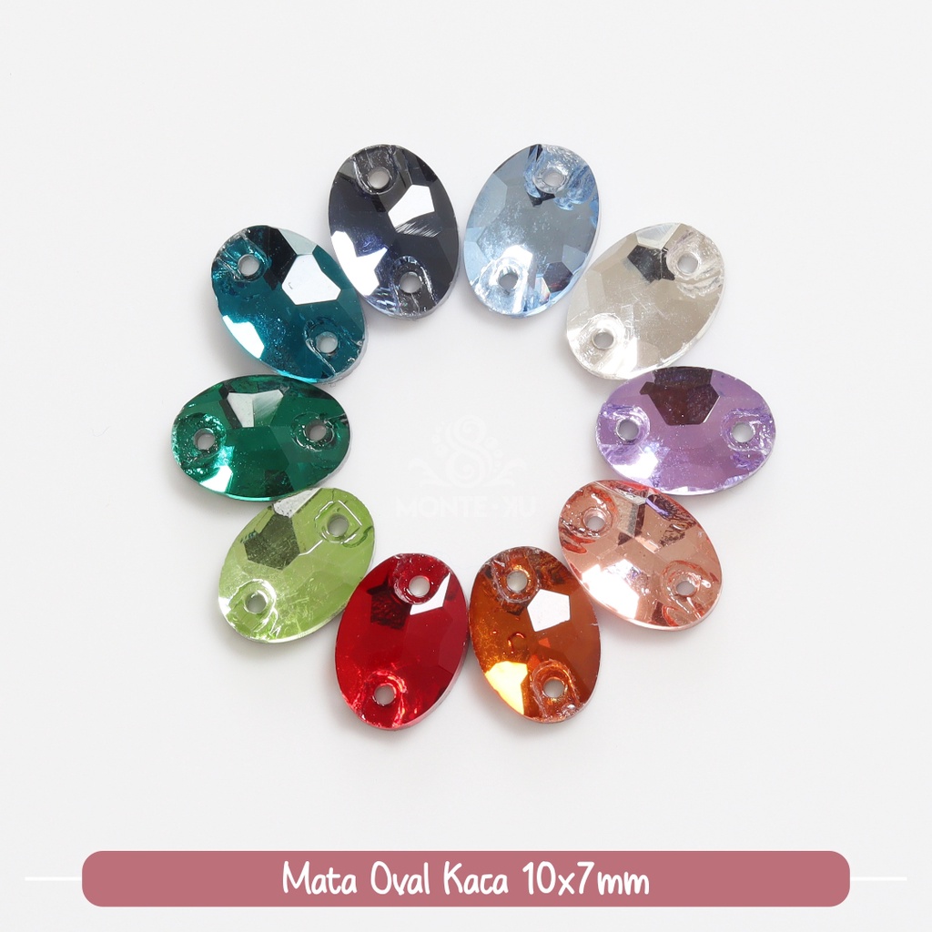 Monte Manik Mote Beads Borci Payet Mata Oval Kaca 10x7 Kristal Jahit Kecil Murah bisa COD bisa GO SE