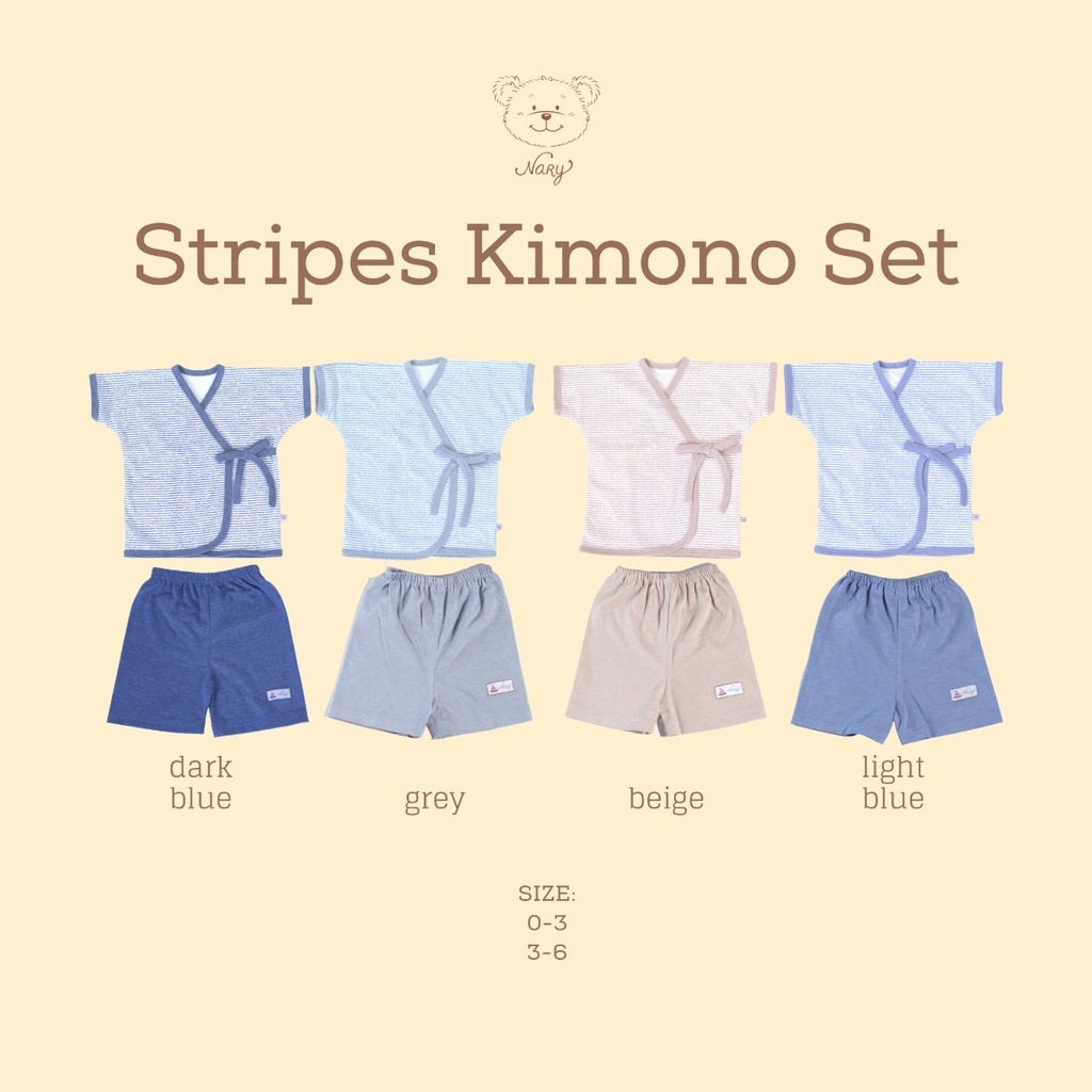 Nary Kimono Setelan Pendek + Celana Pendek Stripes