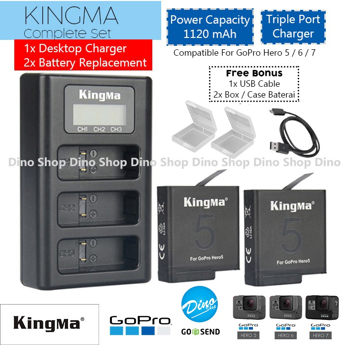 Kingma Paket Baterai Charger Set Gopro Hero 5 6 7 Battery Camera Shopee Indonesia
