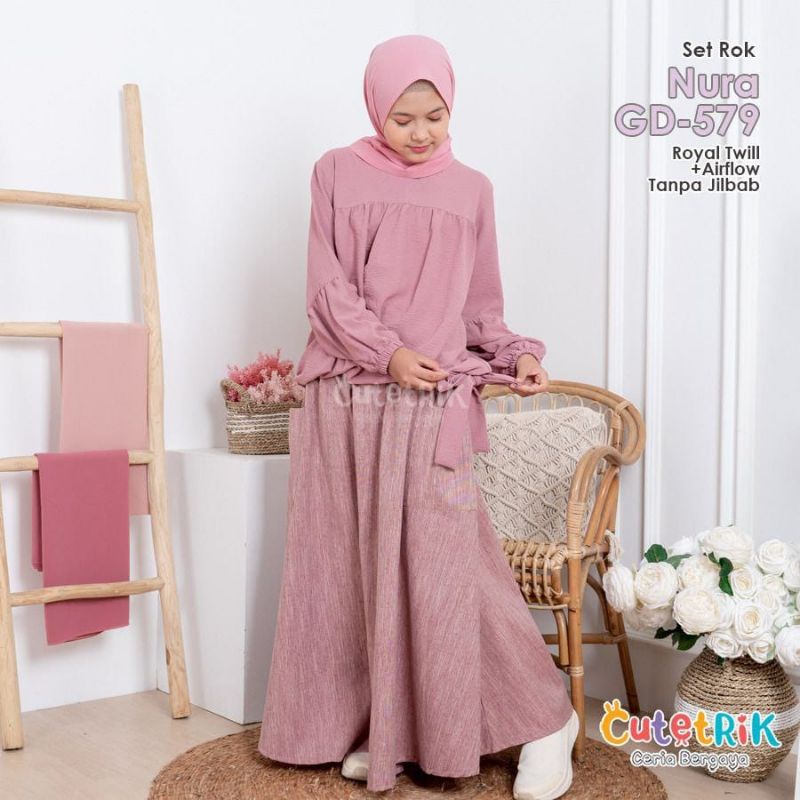 CUTETRIK Set Rok Anak NURA GD-579 Setelan Muslim Tunik