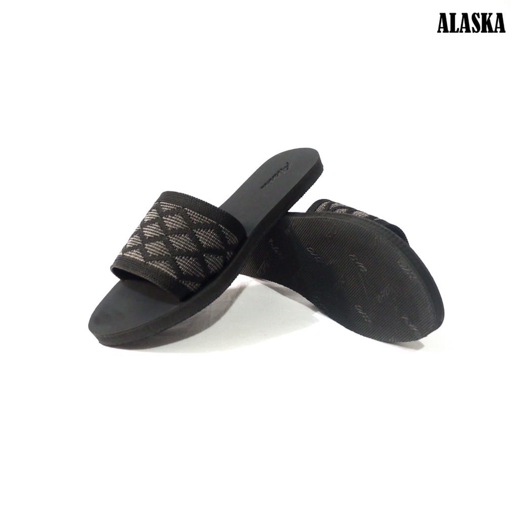 ALASKA ALS - Sandal Flat Wanita Slop Teplek Karet Rajut Import terbaru