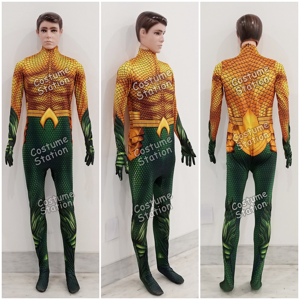 Kostum Aquaman / Costume Superhero Justice League pria dewasa