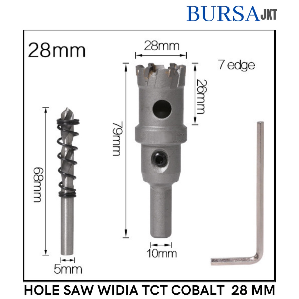 HOLE SAW TCT WIDIA M35 COBALT MATA BOR PELUBANG BESI KUNINGAN PLAT TEBAL 28 MM