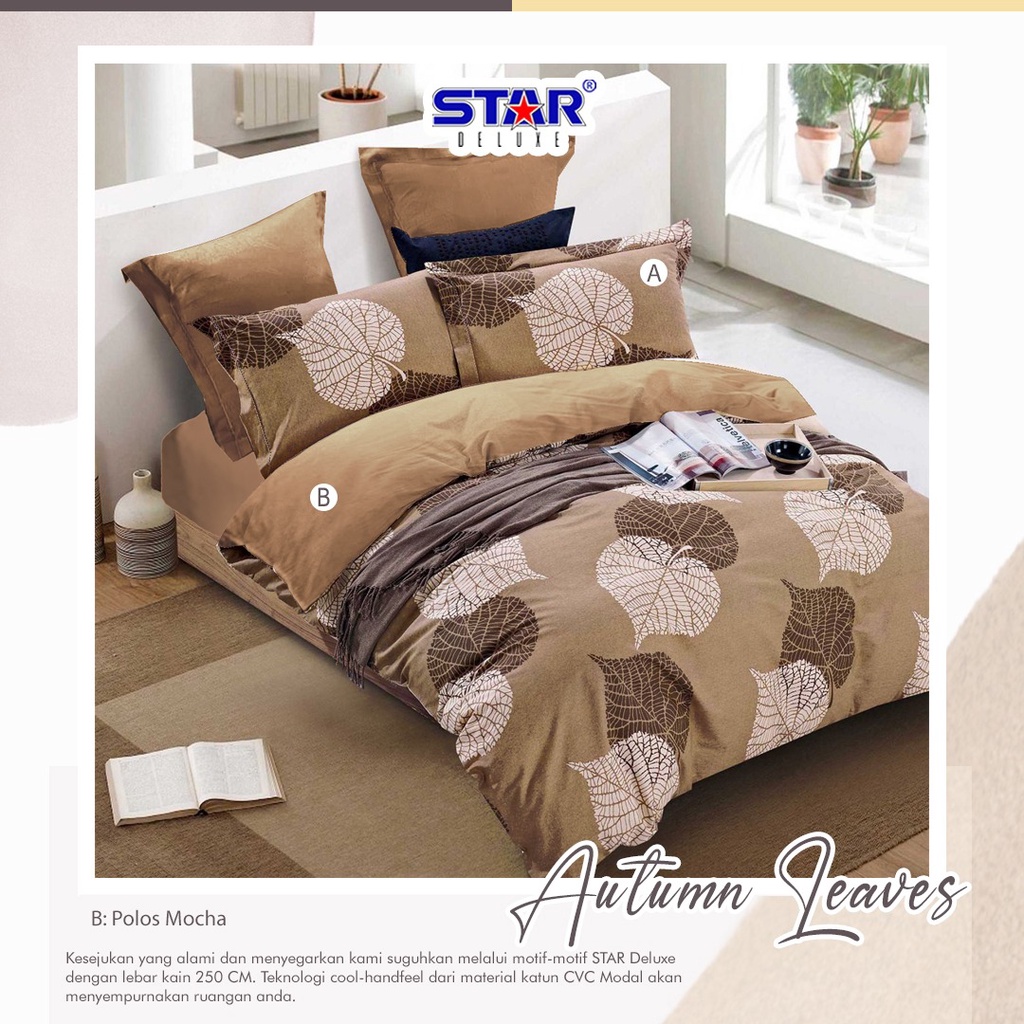 Bed Cover Star - Autum Leaves | Seprai Bed Cover Katun Motif Bunga Mocha