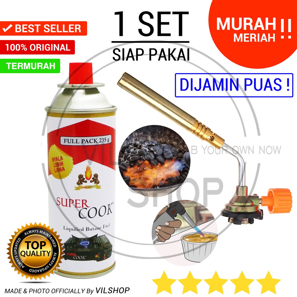 1 SET FLAME GAS TORCH SUPERCOOK BRAZING TORCH BLOW LAMP GUN / KEPALA GAS TEMBAK BURNER / BLENDER LAS