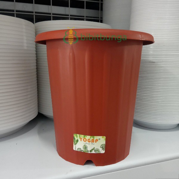 Pot Tinggi YOGAP 15 Warna Putih Coklat Tanaman Bunga Plastik Kebun