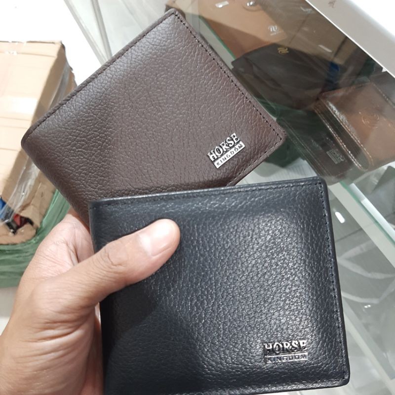 Dompet Kulit Asli HORSE KINGDOM HR-08 + Kotak Dompet Kulit Pria Bifold Lipat dua ukuran 5Inchi