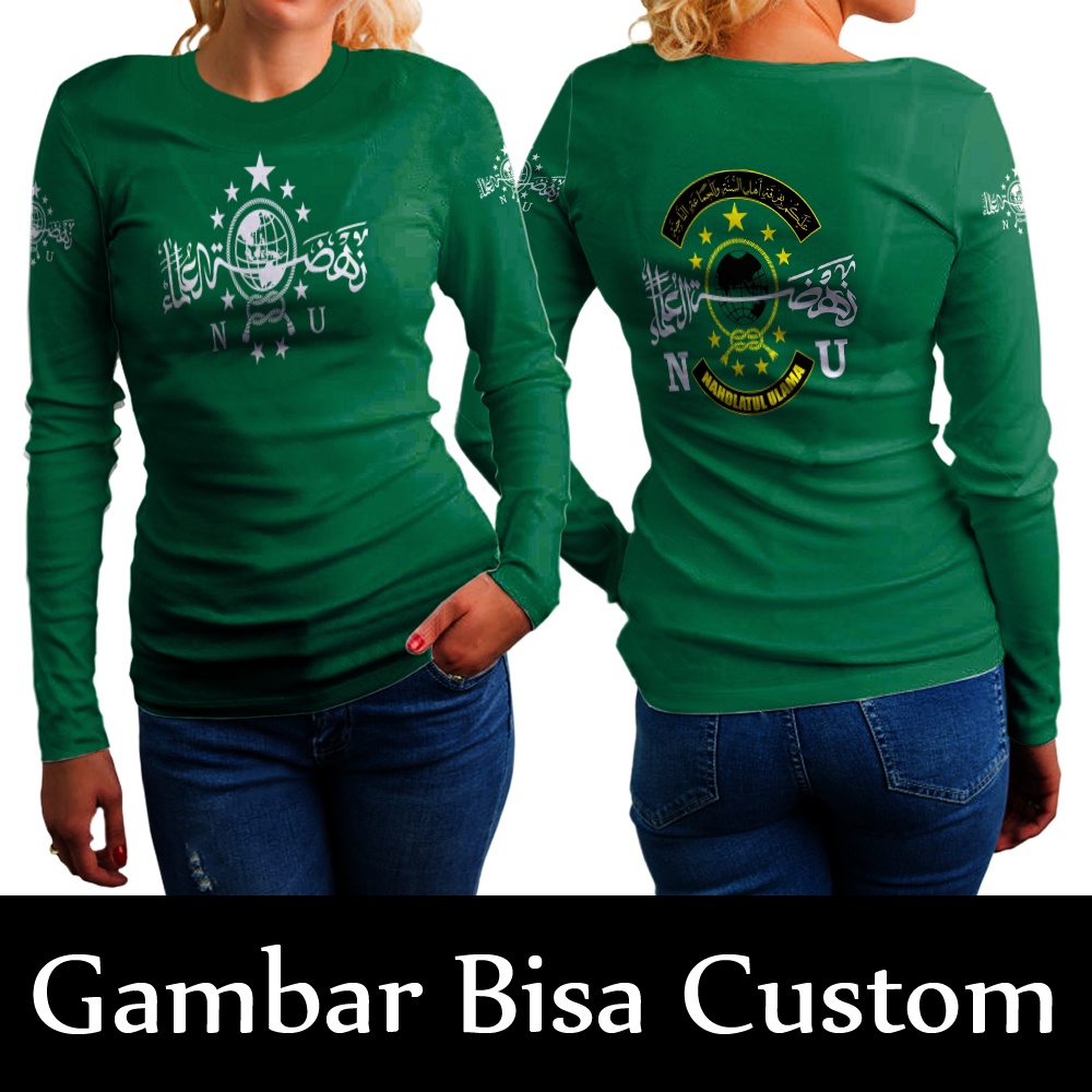 Kaos Wanita Lengan Panjang NU Nahdlatul Ulama || Kaos Baju T-shirt Wanita NU Nahdlatul Ulama Fullpri