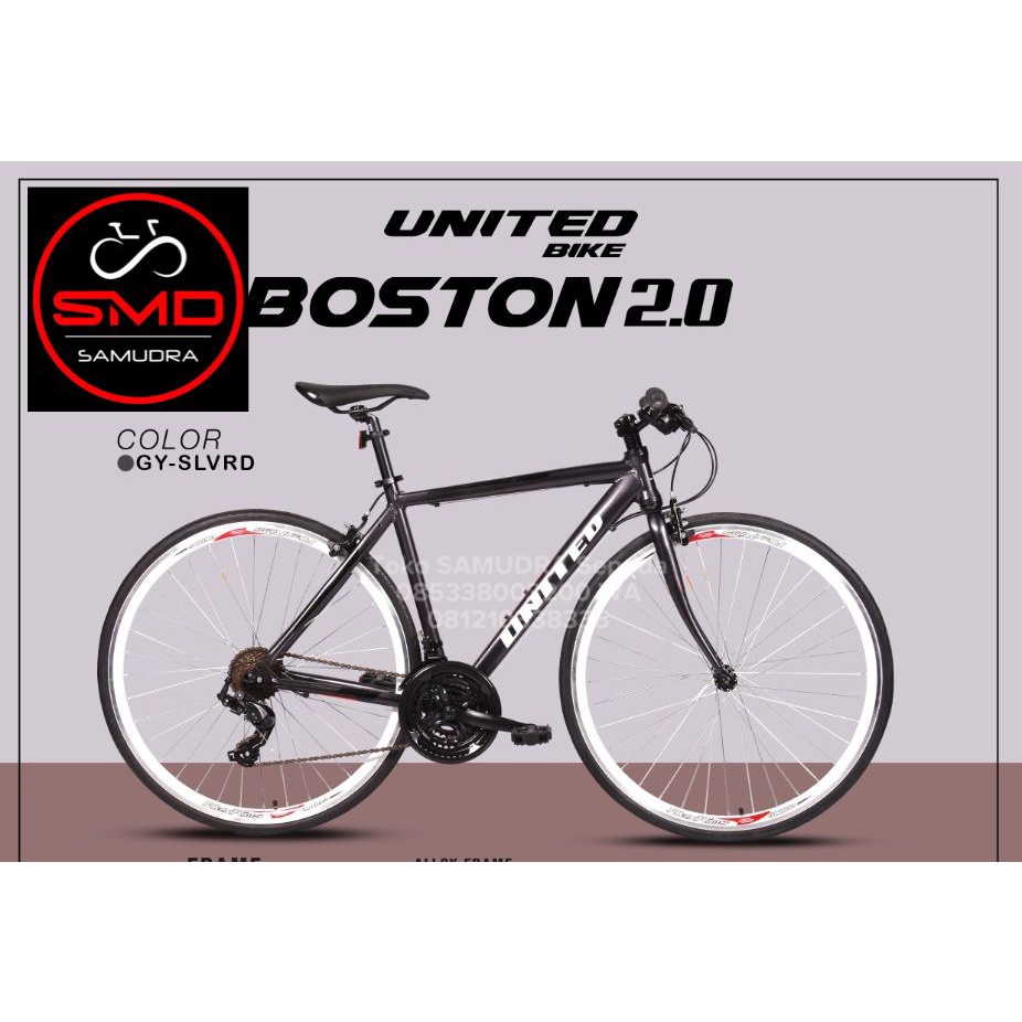 Sepeda Balap Road Bike United Boston 2.0 Alloy Shimano 7sp Murah BDG