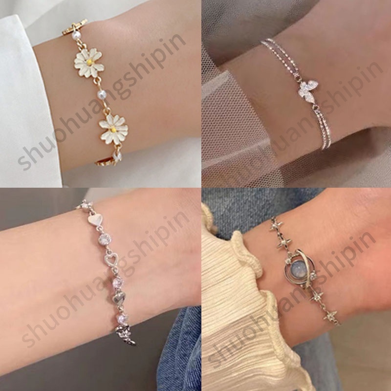 Gelang Desain Bunga Dan Kupu-Kupu Gaya Jepang Korea Selatan