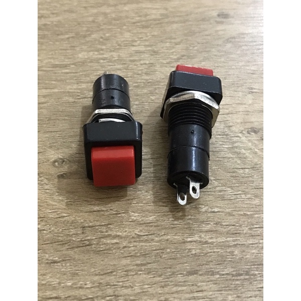 Saklar / Switch Push On-Off Segi Merah 2 Kaki