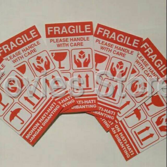 

Stiker Fragile Please Handle With Care ukuran 6x4 Sarana Paking Lebih Aman