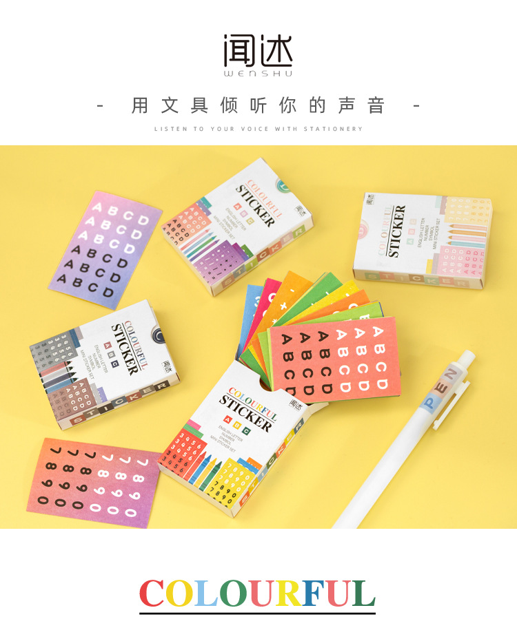 imoda 48 lembar / bungkus Angka Berwarna-warni / Huruf Inggris Stiker Ins Dekorasi kreatif Alat Tulis Untuk Scrapbooking-5