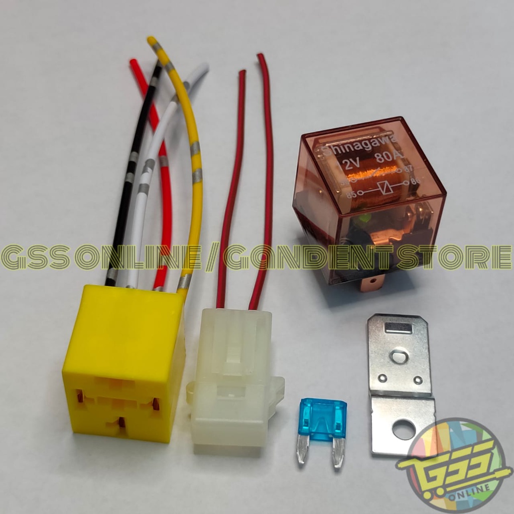 Paket lengkap Relay 4 kaki 12v 80a kaki 4 socket relay kaki 4 dan rumah sekring mini DX BONUS FUSE