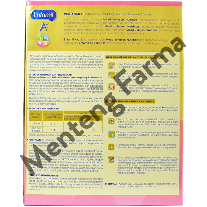 Enfamil A+ Tahap 2 Susu Formula Bayi Plain 1800 gr