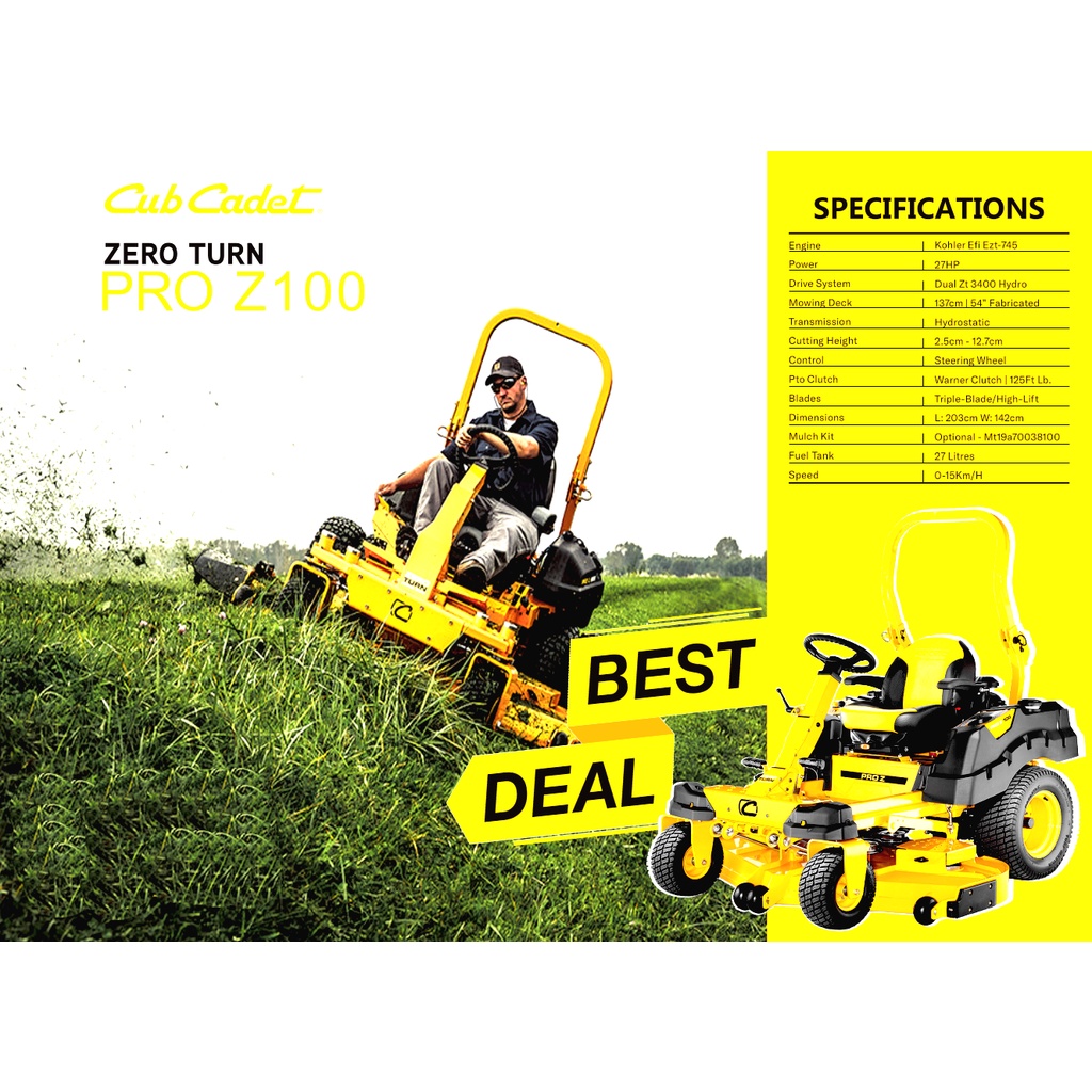 Mesin Potong Rumput Mobil ROVER CUB CADET PRO Z100 / Potong Rumput Mobil ROVER 27HP Kohler - Ride on Mower ROVER