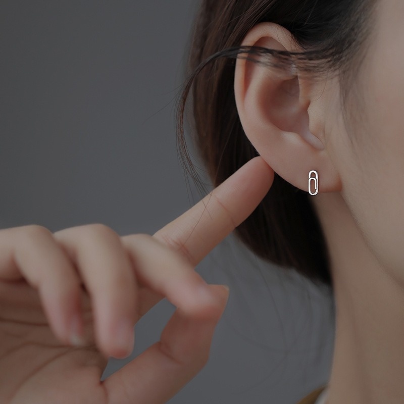 Papaozhu Ins Trendi s925 Perak Peniti Stud Anting Untuk Wanita Gadis Minimalis Hadiah Perhiasan