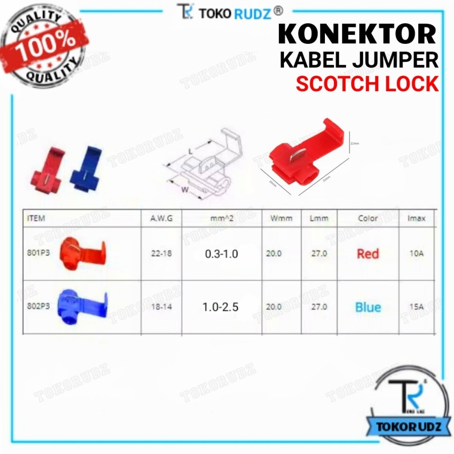 Konektor Kabel Jumper Scotch Lock Penyambung Klip Pengaman Kabel Kupas