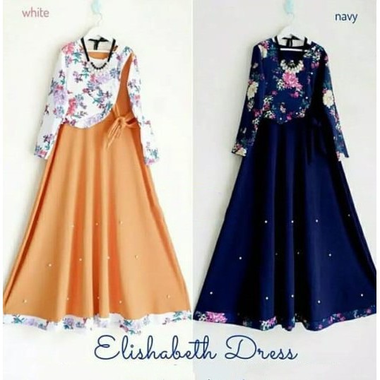 OUTFIT SOLO Gamis MOTIF Bunga Elishabeth Dress TERMURAH 