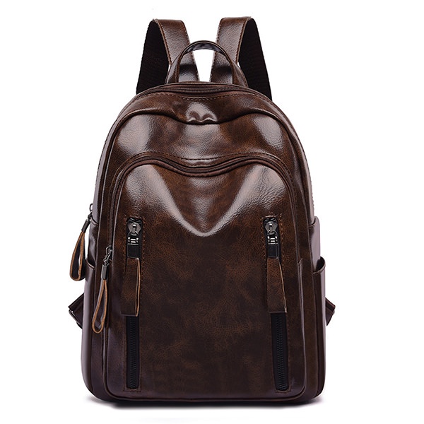 BJ57040 - BLACK/BROWN - TAS RANSEL PUNGGUNG SEKOLAH KULIT IMPORT JAKARTA JTF14245 EL679 KPC8952 CR7040 LT2130