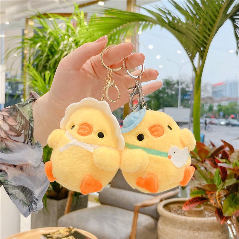 Little Yellow Chicken Plush Toy Pendant Doll Netred Chick Cute Keychain Children's Gift