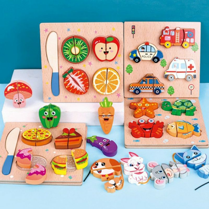 Wooden Puzzle Potong Buah Sayur - Puzzle Meronce