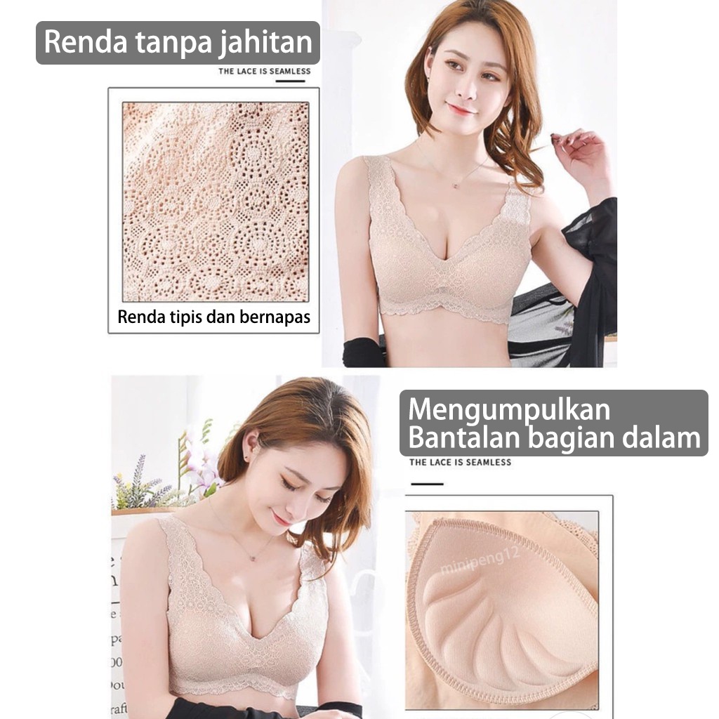 Sport bra renda seamless wanita