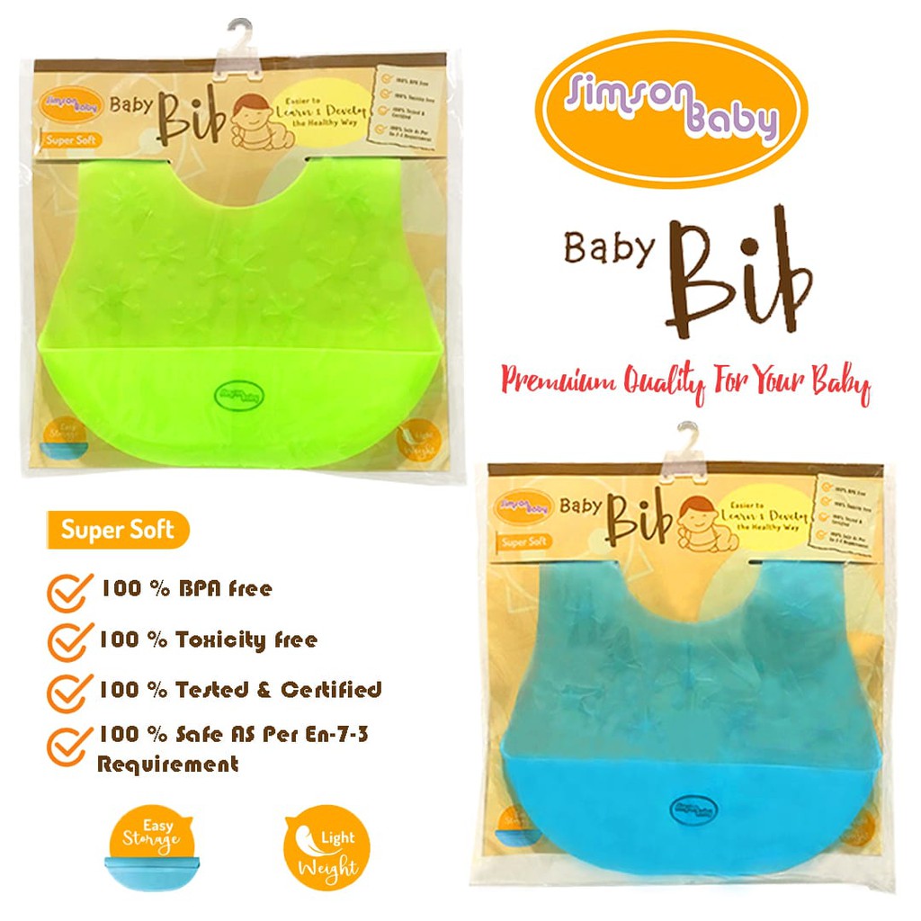 Simson Baby Slaber Slabber Bib Plastik Celemek Makan silicone