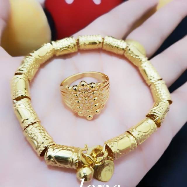Gelang dan cincin lapis emas 24k 300318