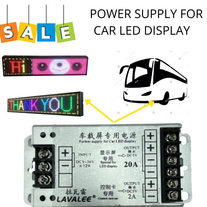 POWER SUPLLY SLIM FOR CAR LED DISPLAY / RUNNING TEXT  5V 20A LAVALEE