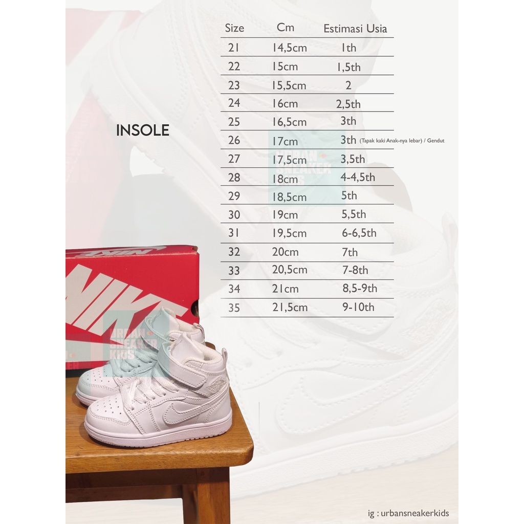 Sepatu Sneakers Anak Perempuan Warna Putih Import Usia 3-12 - Urban Sneaker Kids