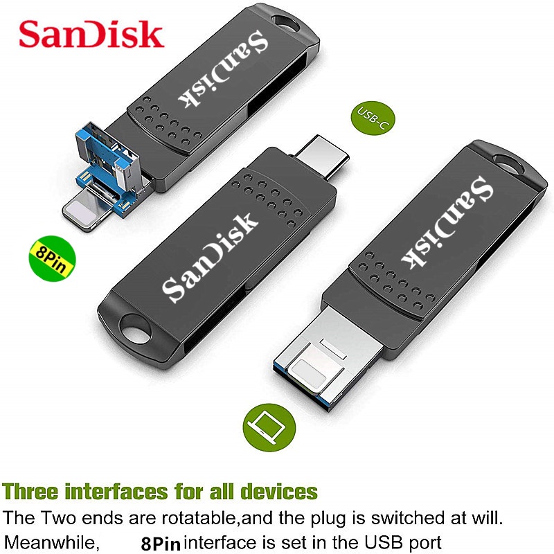 Sandisk Flashdisk USB Tipe-c OTG 3 in 1 Kapasitas 512GB Anti Air Untuk Handphone / PC