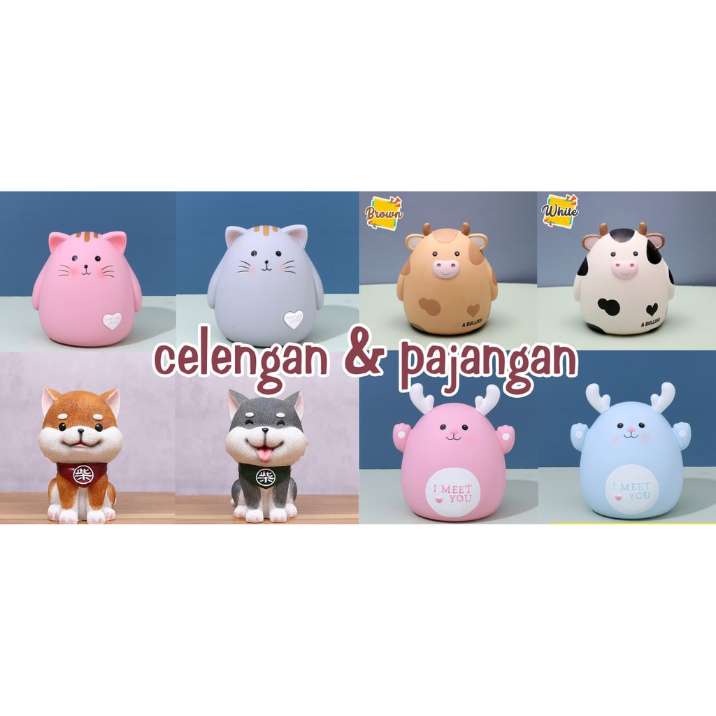 celengan pajangan lucu puppy deer cat cow