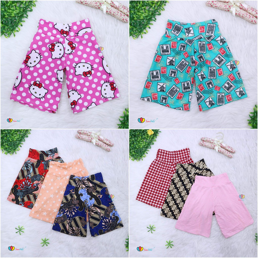 Kulot Anak Motif Uk. 3-4 th / Celana 3/4 Balita Cullotes Pants Kulot Pants Celana Anak Perempuan
