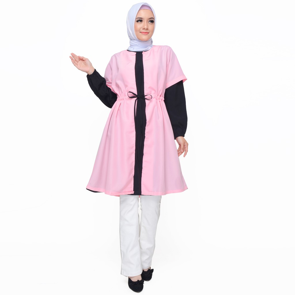 Tunik double layer muslim wanita kombinasi warna model terbaru - XSHOP Rosalie