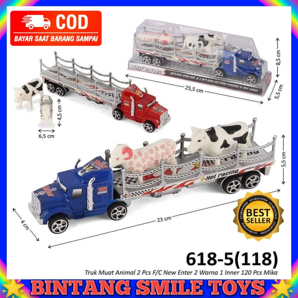 MAINAN ANAK TRUCK TRUK PENGANGKUT SAPI BINATANG HEWAN 2PCS PROMO TERMURAH COD