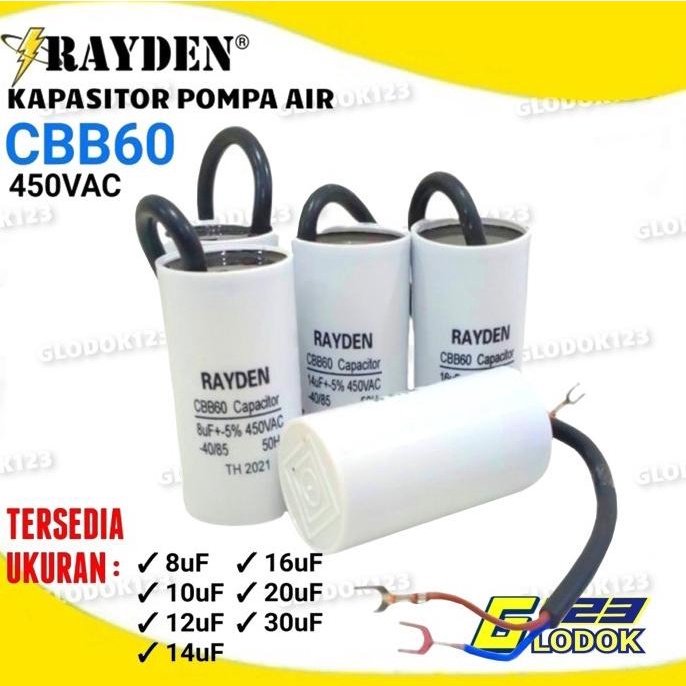 Kapasitor Pompa Air CBB60 450V AC Body Bulat TERPOPULER