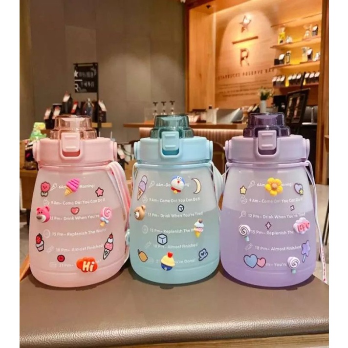 [READY STOK] Botol Minum VIRAL Gemoy Gradiasi Pastel Motivasi Anak Sekolah Olahraga HangOut 1.3 LITER