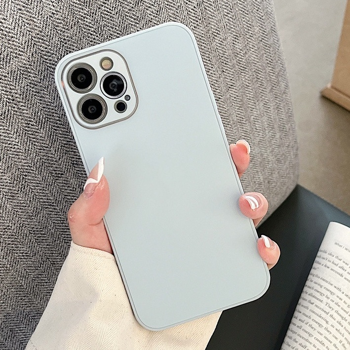 Case Tempered Glass Motif Rumput Ungu Untuk iPhone 13 12 11 Pro Max