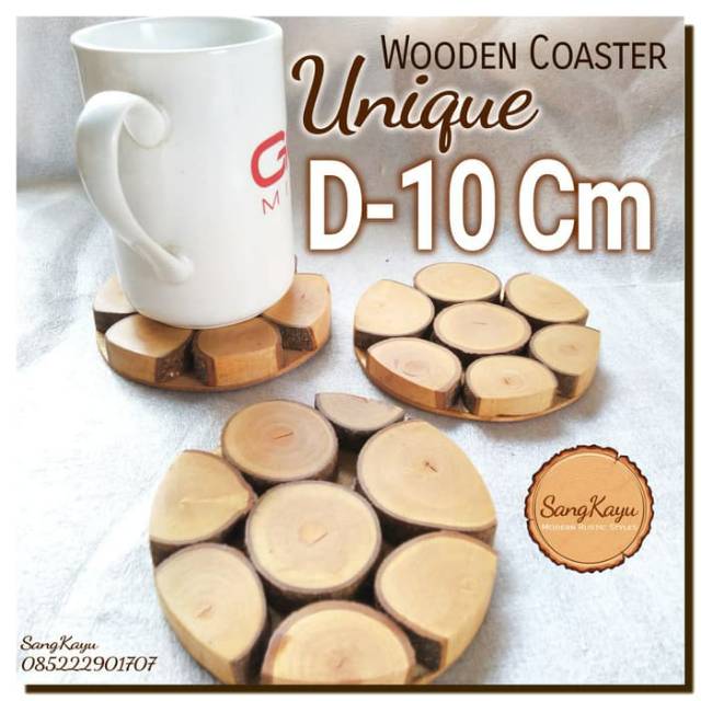 Unique Wooden Coaster 10Cm Tatakan kopi Tatakan gelas kayu unik hiasan