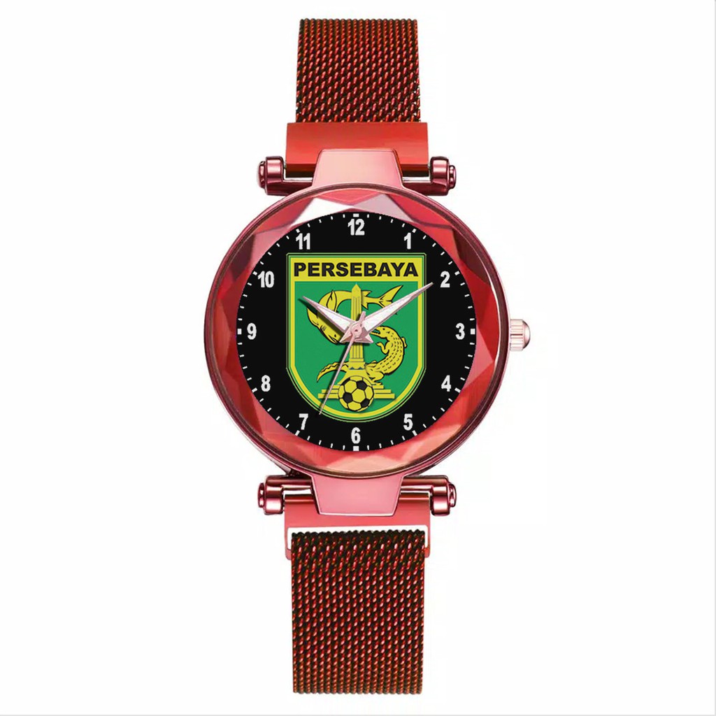 Jam Tangan Wanita Custom - PERSEBAYA MOTIF 13 Free Box &amp; Batre Cadangan