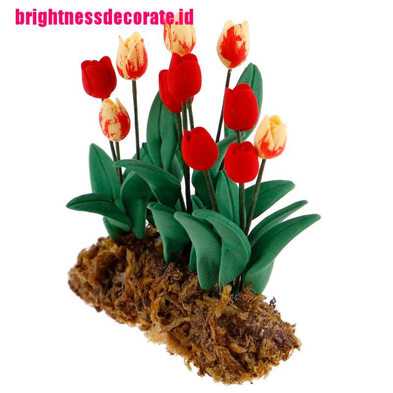 Brightid 1pc Miniatur Tanaman Bunga Tulip Skala 1: 12 Untuk Dekorasi Taman Rumah Boneka