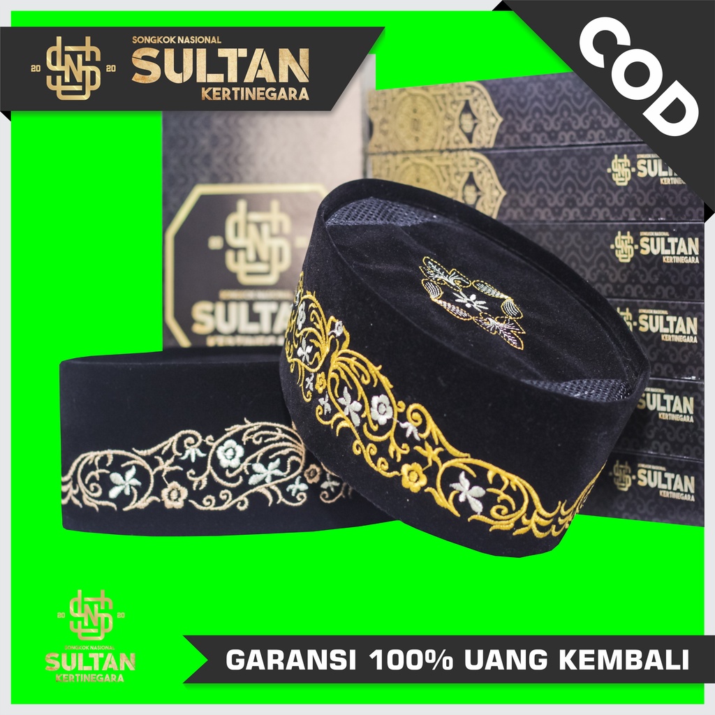 PECI MOTIF BORDIR Bunga Hitam AC Full Bordir NU / Motif BATIK BUNGA EXCLUSIVE Songkok Kopiah Kopyah Anak dewasa Sultan Original - Bisa COD